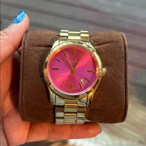 MK Rose Gold Watch with Pink Face
